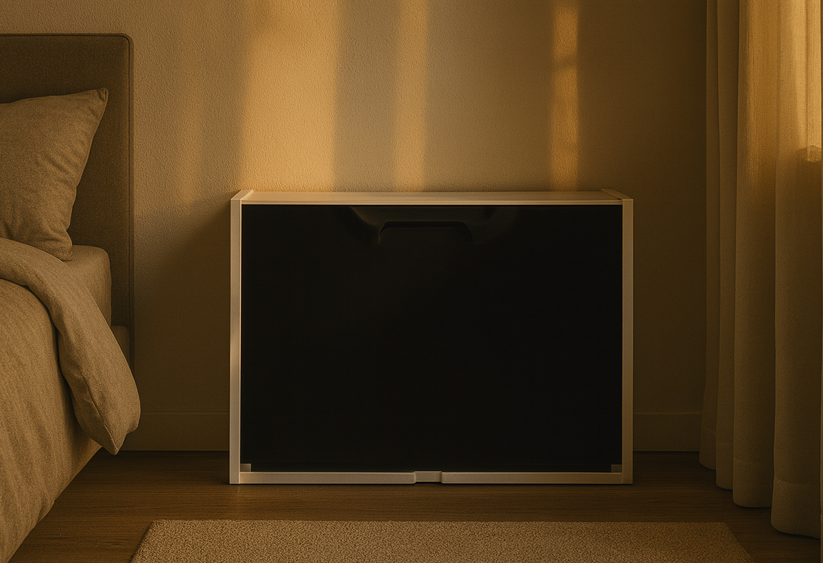 Απεικονίζεται η παπουτσοθήκη σε ένα υπνοδωμάτιο.